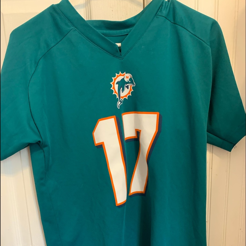 Kids size large Miami Dolphins football jersey